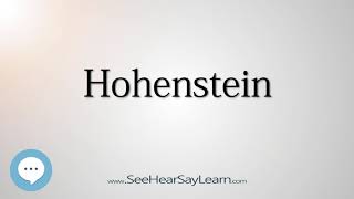 Hohenstein How to Pronounce Cities of the World💬⭐🌍✅ [upl. by Akeyla]