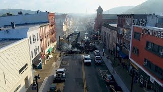 Drone captures destroyed buildings from massive fire in Dover [upl. by Pieter]