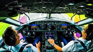 Cockpit Boeing 787 landing on Polderbaan [upl. by Ldnek]