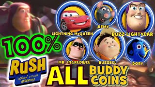 RUSH A DISNEYPIXAR ADVENTURE 100 ALL BUDDY COINS No Commentary COMPLETE WALKTHROUGH [upl. by Mylan]