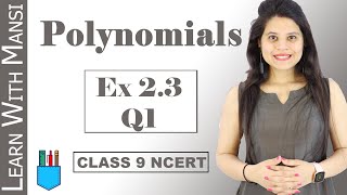 Class 9 Maths  Chapter 2  Exercise 23 Q1  Polynomials  NCERT [upl. by Borden]