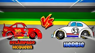 Relâmpago McQueen Vs Herbie O Fusca Turbinado Animação Dc2 Dc2 Cars Cars Disney [upl. by Hanford]