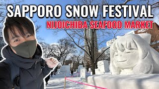 First Time Visit Hokkaido Sapporo Snow Festival and Nijoichiba Seafood Market Ep 387 [upl. by Eissel]