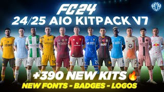 2425 AIO Kits V7 Mod For FC 24 390 New Kits  Fonts  Badges  TU182 [upl. by Horgan]