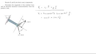 Breaking down F1 and F2 into components and finding resultant force [upl. by Fortuna]