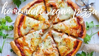 THE BASICS HOMEMADE VEGAN PIZZA WITH THE BEST VEGAN MOZZARELLA NUT FREE  PLANTIFULLY BASED [upl. by Thay49]