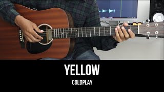 Yellow  Coldplay  EASY Guitar Tutorial with Chords  Lyrics [upl. by Kenward]