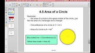 45 Area of a Circle [upl. by Llerrom]