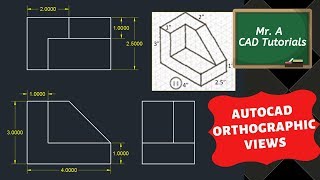 AutoCAD Orthographic Projection [upl. by Esorbma401]