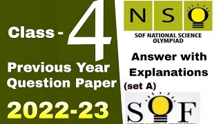 NSO Class 4 Previous Year Question Paper 202223  Class 4 NSO solved paper  NSO Olympiad class 4 [upl. by Masuh851]