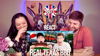 BRITS REACT  Brits try real Texas BBQ  BLIND REACTION [upl. by Aglo]