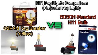 Osram Fog Breaker 3000K vs Standard Bosch 3000K H11 Bulb [upl. by Esyned]