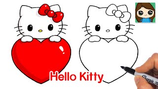 How to Draw Hello Kitty with Heart [upl. by Eikcin503]