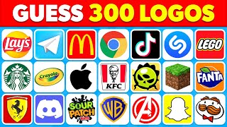 Guess The Logo in 3 Seconds  300 Famous Logos  Logo Quiz 2024 [upl. by Nibuz]