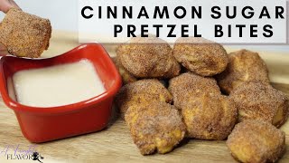 EASY CINNAMON SUGAR PRETZEL BITES RECIPE  Four Ingredient Dough Pretzel Bites [upl. by Najar]