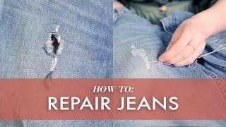 How To Repair Ripped Jeans 3 Ways [upl. by Ysabel]