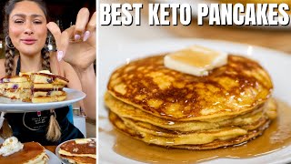 BEST KETO PANCAKES Fluffy amp No Cream Cheese Keto Pancake Recipe Only 2 Net Carbs [upl. by Hoshi]