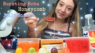 ASMR Eating Honeycomb Bursting Boba  Jelly Snacks✨MOUTH SOUNDS [upl. by Arvin]