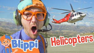 Blippi Explores A Fire Helicopter  Learning Vehicle Videos With Blippi [upl. by Ailima]