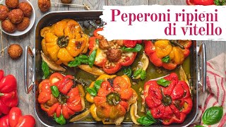 Peperoni ripieni di vitello verdure ripiene con carne e deliziose polpette fritte [upl. by Enirbas]