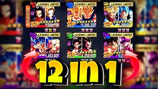 USING 12 CHARACTERS IN ONE TEAM Dragon Ball LEGENDS [upl. by Eednar946]