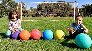 Toddlers Learn Colors Playing Kickball with Colored Playground Balls  Outdoor Playtime for Children [upl. by Losyram]