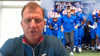 SMU coach Rhett Lashlee reacts to ranking previews matchup with Penn State [upl. by Yrrap]