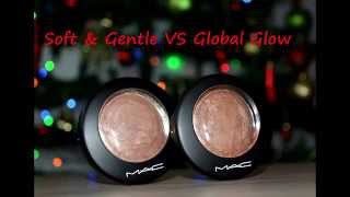 MAC Mineralize Skinfinish Highlighter Soft amp Gentle VS Global Glow Swatches [upl. by Ahsel]