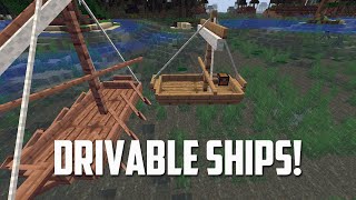 Small Ships Mod Drivable Sailing Ships in Minecraft [upl. by Anaibib]