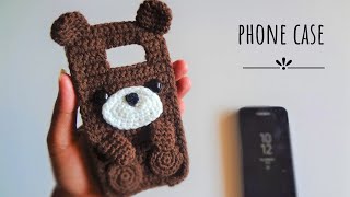 Cute simple crochet phone cover  English subtitles CC  Crochet phone case for beginners [upl. by Leis916]