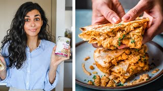 BUFFALO CHICKPEA QUESADILLAS  musttry vegan quesadillas [upl. by Haridan]