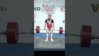 World Junior Record Deadlift with 366kg and Total with 9035kg by Regin Stergakis DEN in 105kg class [upl. by Broeder]