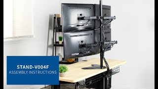 STANDV004F Quad Monitor Desk Stand Assembly by VIVO [upl. by Ciaphus]