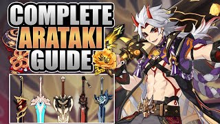 ARATAKI ITTO  COMPLETE GUIDE  4★5★ Weapons Combos Artifacts Teams  Genshin Impact [upl. by Aicirtan]