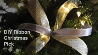 DIY Christmas Tree Decorations  Ribbon and Pick Trick [upl. by Eentirb]