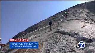 Hiker falls to his death at Half Dome cables in Yosemite [upl. by Atsirc]