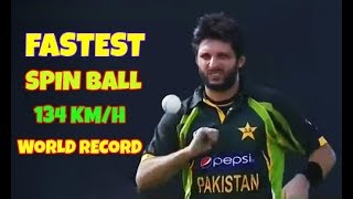 Shahid Afridi Fastest spin ball 134 kmh  shahid afridi world record [upl. by Earahs]