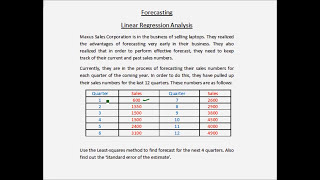 Forecasting  Linear regression  Example 1  Part 1 [upl. by Elnore956]