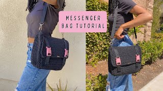 how to crochet a messenger bag  tutorial [upl. by Eshelman]