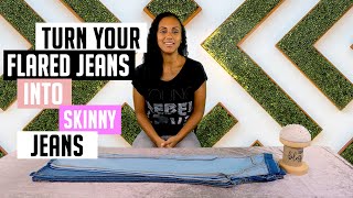 DIY How To Make Skinny Jeans from Flare or Boot Cut Jeans [upl. by Ger]