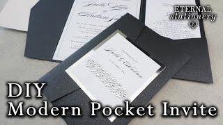 How to make a modern pocket invitation  Elegant Wedding Invitations DIY [upl. by Earased]