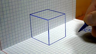 How to Draw a Cube 3D Trick art on Graph paper [upl. by Peterus]