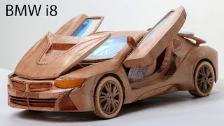 Wood Carving  BMW i8 2020  ASMR Woodworking DIY Car Model by Awesome Woodcraft [upl. by Brit]