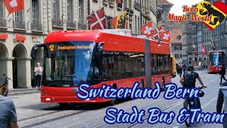 Switzerland Bern Stadt Tram Bus Video [upl. by Arriaet139]