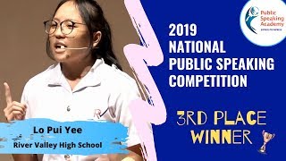 3rd Place Winner 2019 National Public Speaking Competition  Lo Pui Yee River Valley High School [upl. by Hyman448]