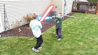 Star Wars Kids Lightsaber Battle  Episode II [upl. by Netsrejk]