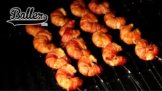 Bacon Wrapped Smoked Shrimp On A Pit Boss Pellet Grill  Baller BBQ [upl. by Mandeville]