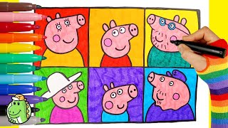 How to draw PEPPA PIG with Her FAMILY  Easy Drawing for Kids and Toddlers [upl. by Etnauq]