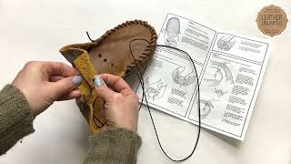 Leather Moccasin Kit Tutorial  DIY Leather Craft Moccasins Project  How to Make Leather Moccasins [upl. by Klarika]