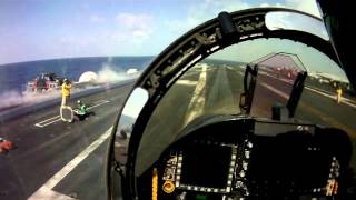 FA 18 Hornet Cockpit View Catapult Launch Takeoff  Aircraft Carrier [upl. by Chretien]